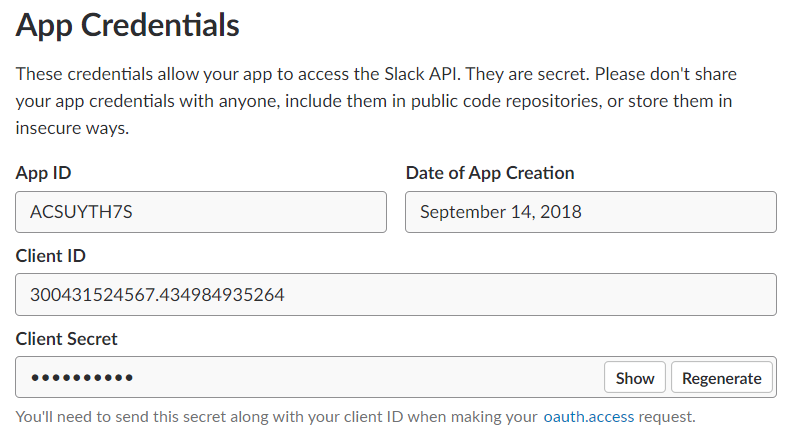 App Credentials