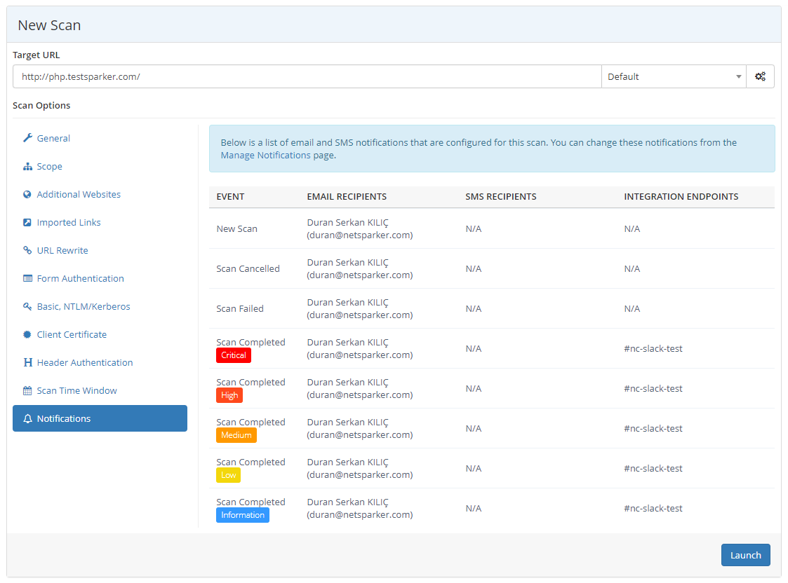 Viewing Notifications While Creating a Scan